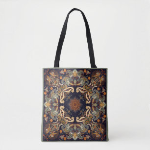 Floral shawl design. Square ornament with decorati Tote Bag