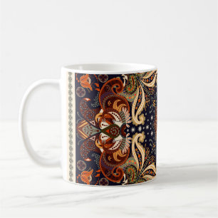 Floral shawl square ornament: Indian batik. Coffee Mug
