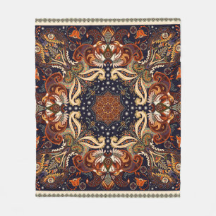 Floral shawl square ornament: Indian batik. Fleece Blanket