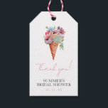 Floral She's Been Scooped Up Bridal Shower Gift Tags<br><div class="desc">Add a sweet finishing touch to your bridal shower favours with our Floral "She's Been Scooped Up" Bridal Shower Gift Tags. These charming tags feature a playful ice cream theme, with delicate floral accents that add a touch of elegance to each gift. Printed on high-quality cardstock, these gift tags are...</div>
