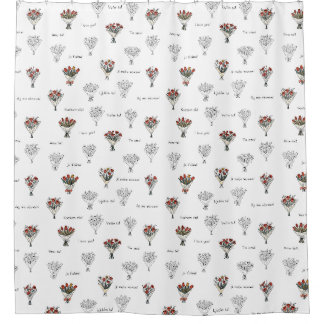 Floral Shower Curtain: Elegant Flower Bouquet Desi Curtain