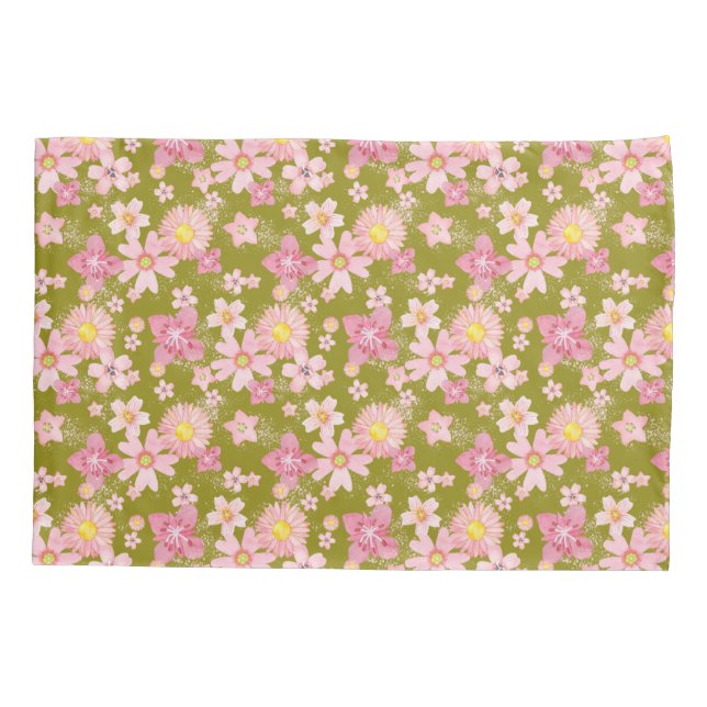 Floral Shower Snow Green Tea Pillow Case (Back)