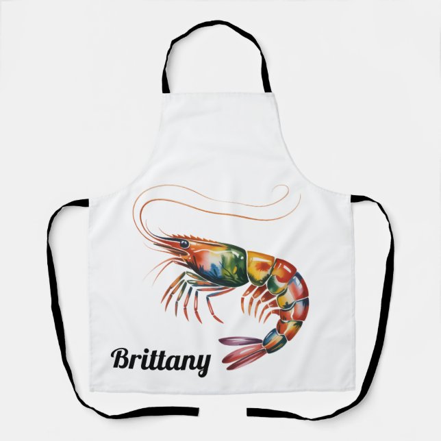Floral Shrimp Art Custom Apron (Front)