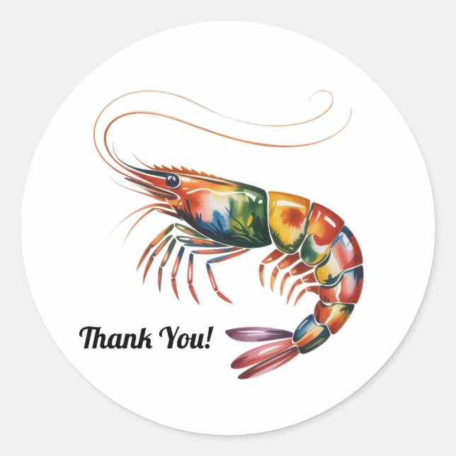 Floral Shrimp Art Custom Classic Round Sticker (Front)