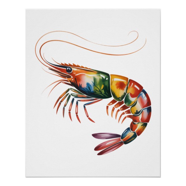 Floral Shrimp Art Custom Poster (Front)