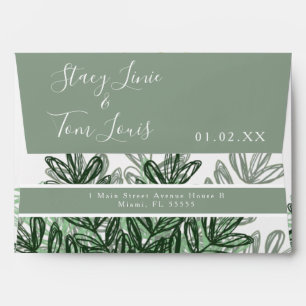 Floral Shrub Mahonia Hand Drawn Wedding Envelope