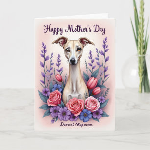 Floral Sighthound Mothers Day Card