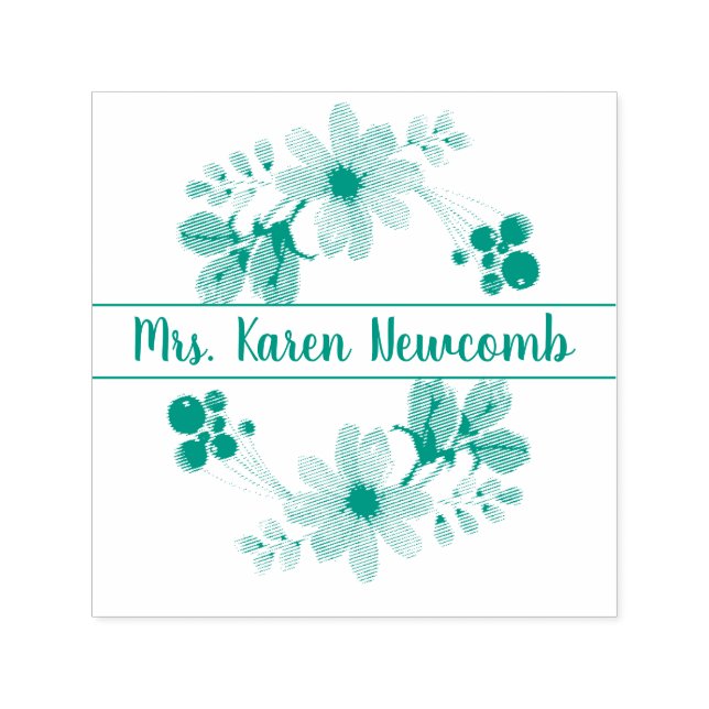 Floral Signature Self-inking Stamp (Design)