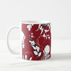 Floral silhouette, colourful botanical pattern. coffee mug
