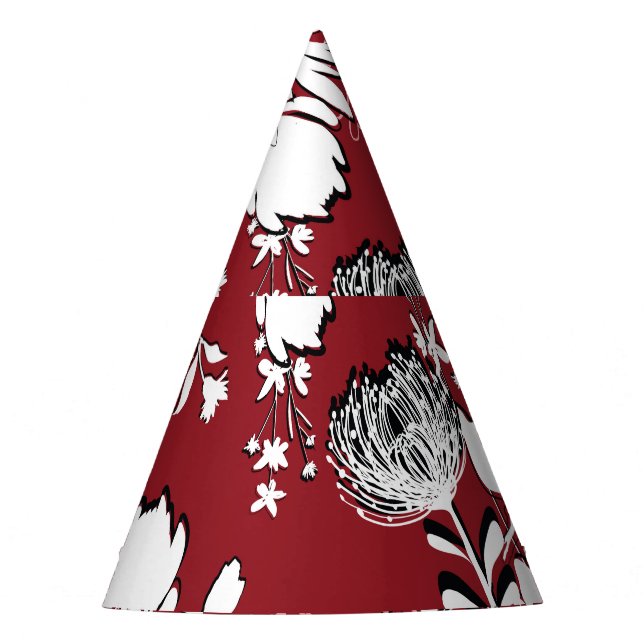 Floral silhouette, colourful botanical pattern. party hat (Front)