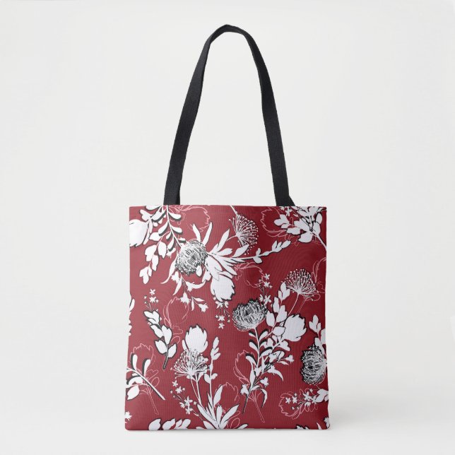 Floral silhouette, colourful botanical pattern. tote bag (Front)