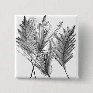 Floral Silhouette - Grey 15 Cm Square Badge