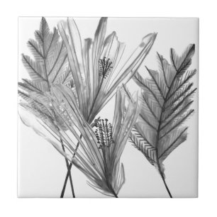 Floral Silhouette - Grey Ceramic Tile