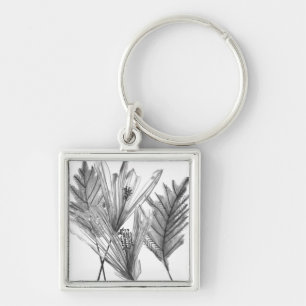 Floral Silhouette - Grey Key Ring