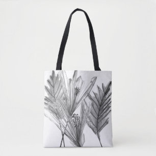 Floral Silhouette - Grey Tote Bag