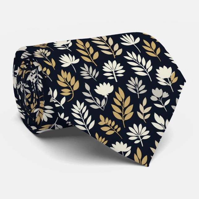 Floral Silhouette Pattern Tie (Rolled)