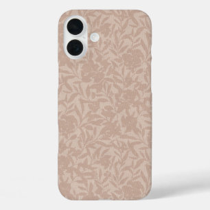 Floral silhouettes mocha mousse warm tan iPhone 16 plus case