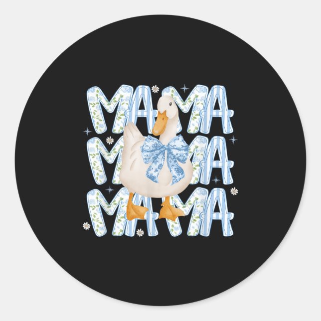 Floral Silly Goose Boho Mama Mum Farm Duck Animal  Classic Round Sticker (Front)