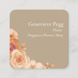 Floral Simple Minimalist Vintage Florist Square Business Card