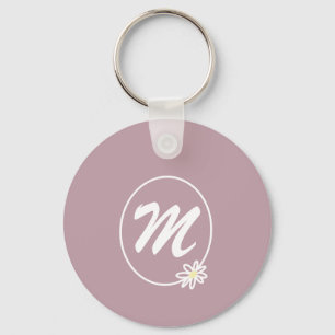 Floral simple monogram keychain