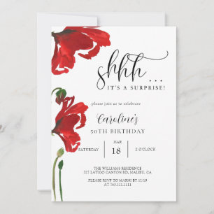 Floral Simple Surprise Birthday Party  Invitation