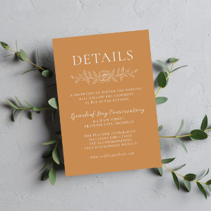 Floral Simplicity 1 Apricot Orange Minimal Wedding Enclosure Card