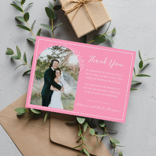 Floral Simplicity 1 Ballet Pink Wedding Thank You Card