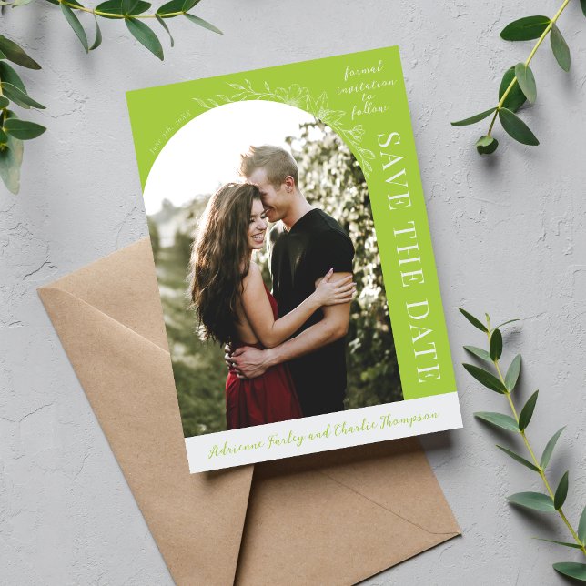 Floral Simplicity 1 Chartreuse Green Save The Date (Creator Uploaded)