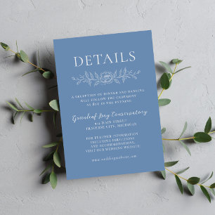 Floral Simplicity 1 Denim Blue Minimal Wedding Enclosure Card