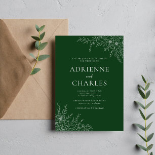 Floral Simplicity 1 Evergreen Minimal Wedding Invitation
