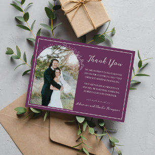 Floral Simplicity 1 Grape Wedding Thank You Card