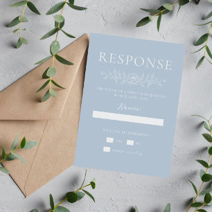 Floral Simplicity 1 Ice Blue Minimal Wedding RSVP Card