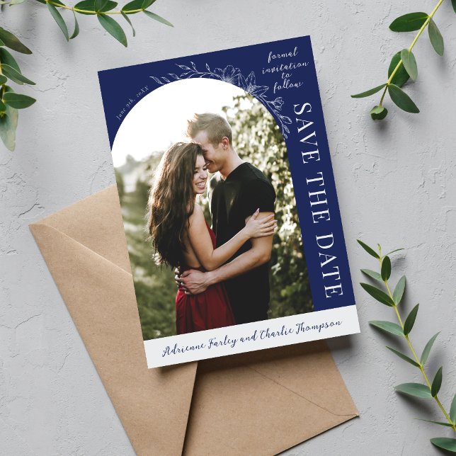 Floral Simplicity 1 Ink Blue Save The Date (Creator Uploaded)