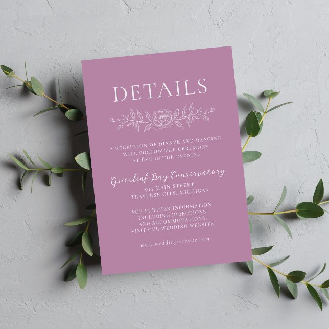 Floral Simplicity 1 Lavender Minimal Wedding Enclosure Card (Creator Uploaded)