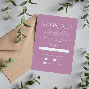 Floral Simplicity 1 Lavender Minimal Wedding RSVP Card