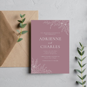Floral Simplicity 1 Mauve Minimal Wedding Invitation