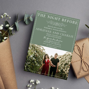 Floral Simplicity 1 Modern Green Rehearsal Dinner Invitation
