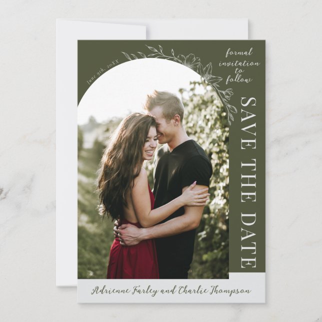 Floral Simplicity 1 | Modern Green | Save The Date (Front)