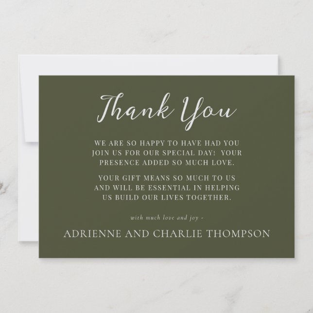 Floral Simplicity 1 Modern Green Thank You Note (Front)