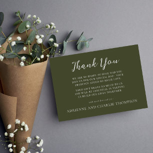 Floral Simplicity 1 Modern Green Thank You Note Card