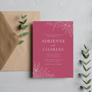 Floral Simplicity 1 Mulberry Minimal Wedding Invitation