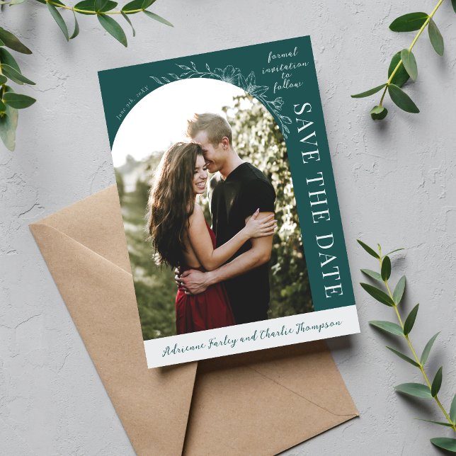 Floral Simplicity 1 Peacock Teal Save The Date (Creator Uploaded)