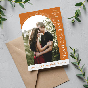 Floral Simplicity 1 Pumpkin Orange Save The Date