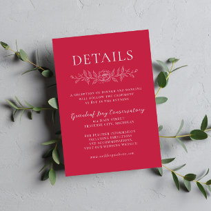 Floral Simplicity 1 Raspberry Minimal Wedding Enclosure Card
