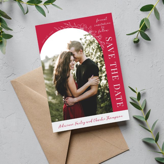 Floral Simplicity 1 Raspberry Save The Date (Creator Uploaded)
