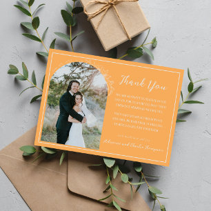 Floral Simplicity 1 Sorbet Orange Wedding Thank You Card