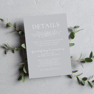Floral Simplicity 1 Sterling Grey Minimal Wedding Enclosure Card