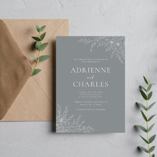 Floral Simplicity 1 Stone Grey Minimal Wedding Invitation