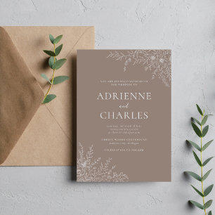 Floral Simplicity 1 Taupe Minimal Wedding Invitation