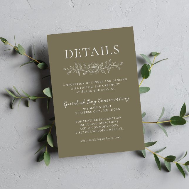 Floral Simplicity 1 Thyme Green Minimal Wedding Enclosure Card (Creator Uploaded)